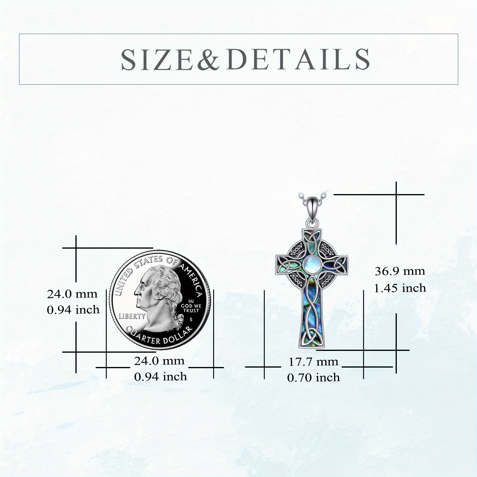 Abalone Celtic Knot Cross Necklace 925 Silver